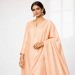 Elegant in pastel peach attire